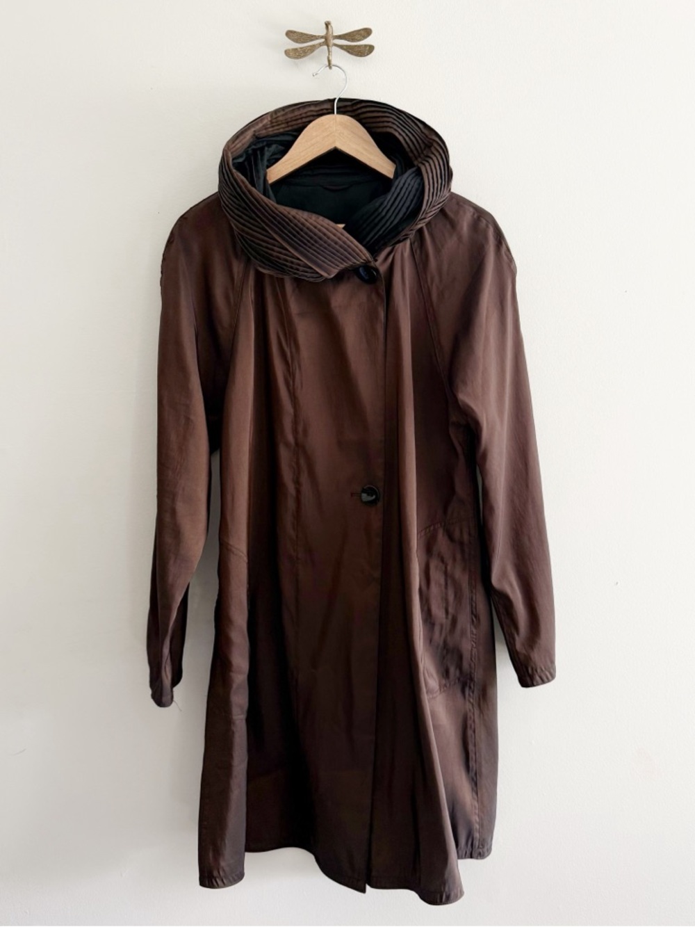 Mycra Now Swishy Iridescent Reversible Light Swing Style Rain Jacket Brown Black